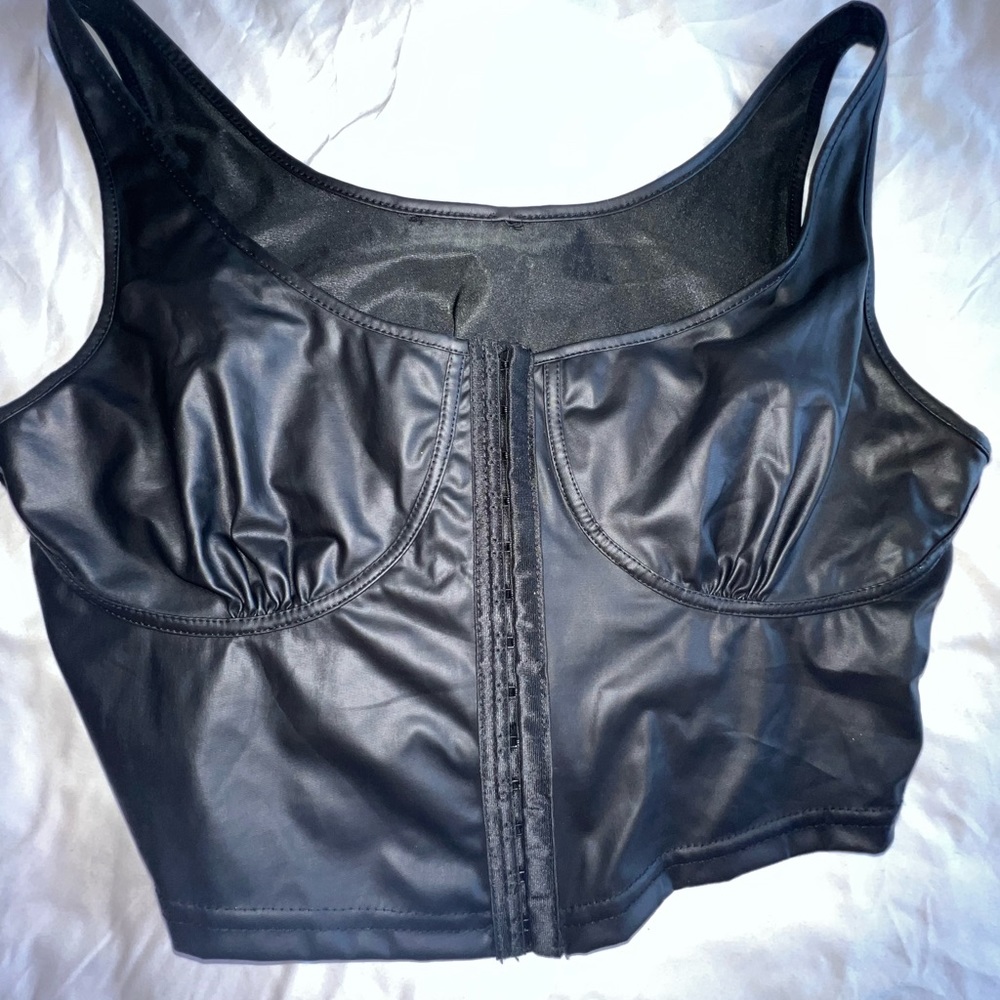 Black Faux Leather Tank- Small